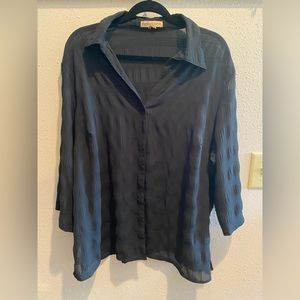 Black Notations Button Down Blouse